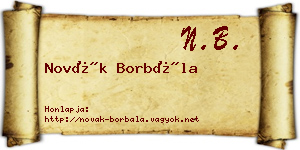 Novák Borbála névjegykártya